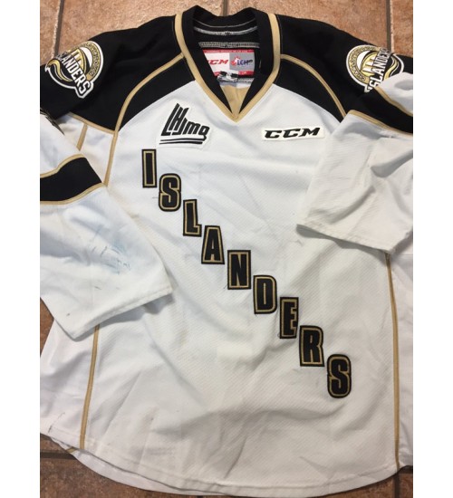 Custom QMJHL Charlottetown Islanders 2013 Pres 4 Will Thompson Hockey jersey Home White